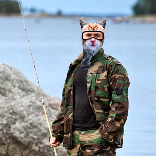 3D Cat Ski Mask Balaclava with Ears - One Size Yellow