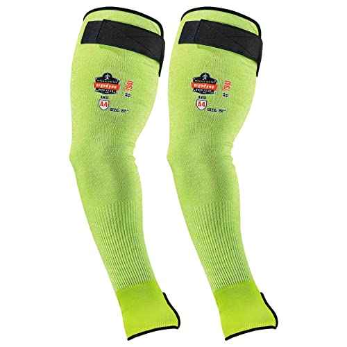 Ergodyne ProFlex 7941 Cut Resistant Protective Arm Sleeve, Cut Level A4, Pair, Lime, 22 Inch