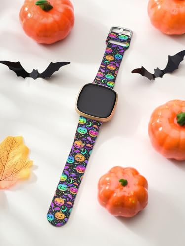 Christmas Silicone Watch Band for Fitbit Sense/Sense 2/Versa 3/Versa 4 - Halloween Pumpkin 2