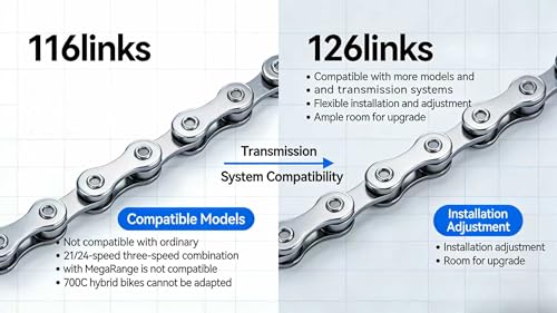 6/7/8 Speed Bicycle Chain - 126 Links with Quick Release for E-Bikes