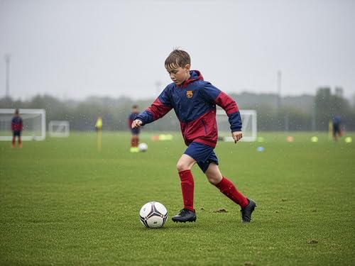 Kids Barcelona Windbreaker Rain Jacket - Hooded Zip-Up Youth Sizes, Licensed