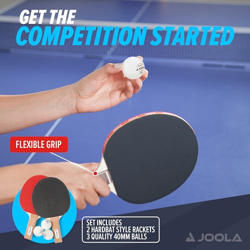 Table Tennis Paddle Set - 2 Hardbat Paddles & 3 Balls