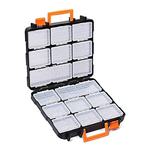EMENTOL Tool Organizer Box with 16 Compartments, Durable Plastic Storage Box, Parts Organizers