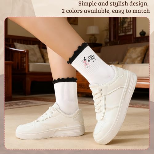 Womens Non-Slip Pilates Yoga Socks - Embroidery Grip Set - Brown, Black / 2