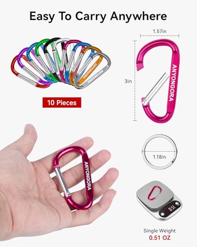 3 Inch Aluminum Carabiner Clips - 10 Pack for Outdoor Use