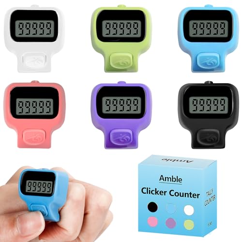 Amble Clicker Counter, Tally 6 Pack Electronic Finger for Knitting,