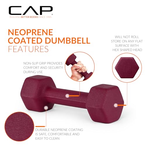 10 lb Neoprene Dumbbell Weights - Crimson Pair for Strength Training