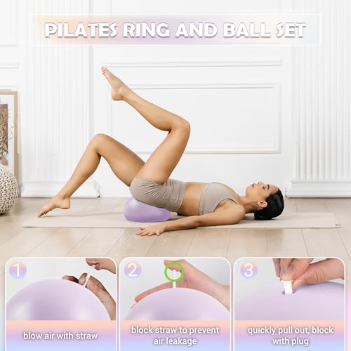 Pilates Ring Set with Resistance Bands and Ball - 12" Home Workout Kit