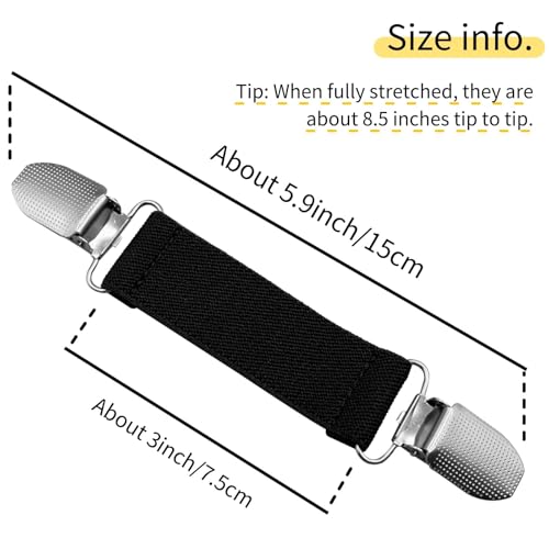 Anti-Loss Glove Clips for Kids - Elastic Straps, 2 Pairs - Black & Navy