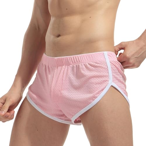 AIMPACT Pink Medium Mens Mesh Booty Shorts with Pouch Liner – Sleep & Lounge