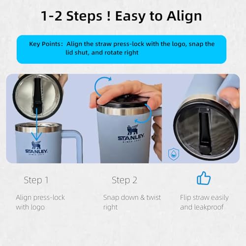 40 oz Leak Proof Replacement Lid for Stanley Cup with Flip Straw