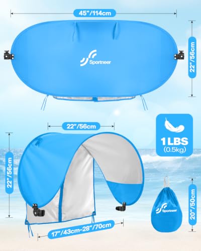 Sportneer Blue Sun Shade Canopy for Chairs - UPF 50+ Adjustable Beach & Camping Umbrella