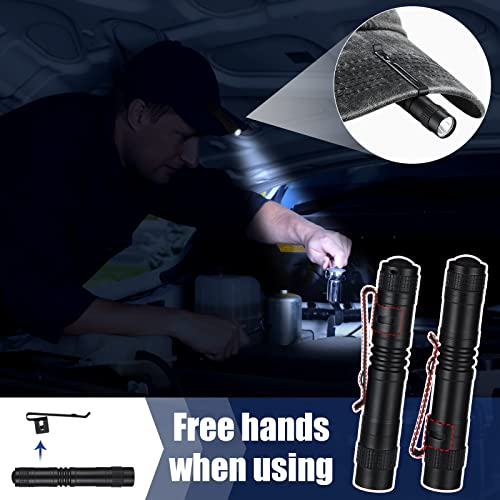 Hortsun 20 Pcs Mini Pen Light Flashlights Gifts for Fathers Day Pocket Flashlights Pen with Clip Small LED Handheld Slim Torches Without Battery(3.54 Inch,Black)