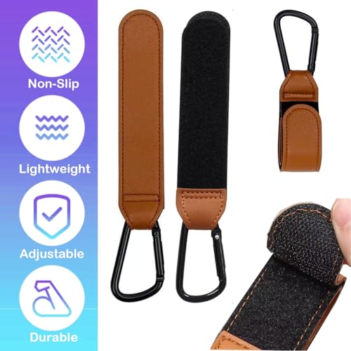 2-Pack Adjustable Baseball Glove Clip Holder - Durable PU Leather Strap