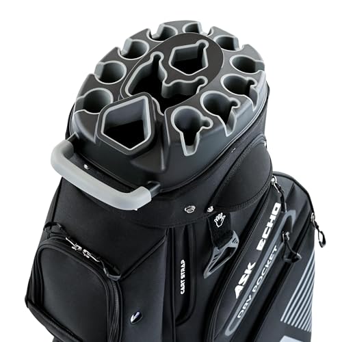 Golf Cart Bag - ASK ECHO T-Lock 3.0 with 14-Way Divider - Black