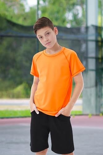 Boys' UPF 50+ Rash Guard Swim Shirt - Orange, 10-12 Years
