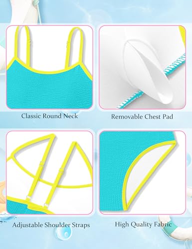 Girls Turquoise Two-Piece Scoop Neck Bikini Set - Age 13-14