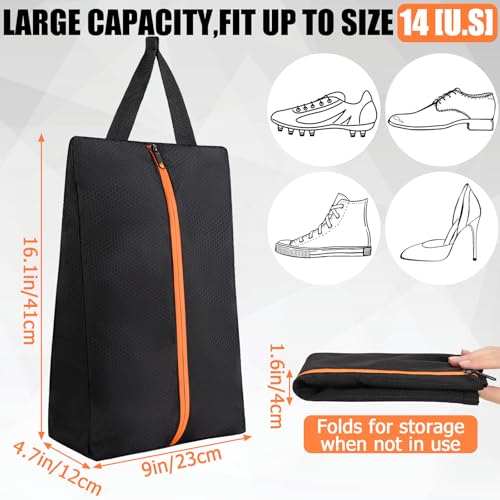 TOBWOLF 2PCS Golf Shoe Bags Water-Resistant Smelly Cleats Storage Black-Orange & Black-Yellow