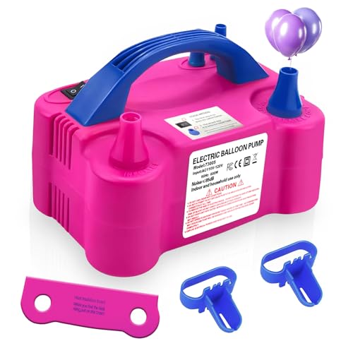 Small Rose Red Electric Balloon Pump 110V 600W Portable Dual Nozzles Party Decor