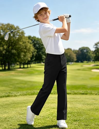 NUMYEAN Boys School Uniform Chino Pants 11-12 Years Black