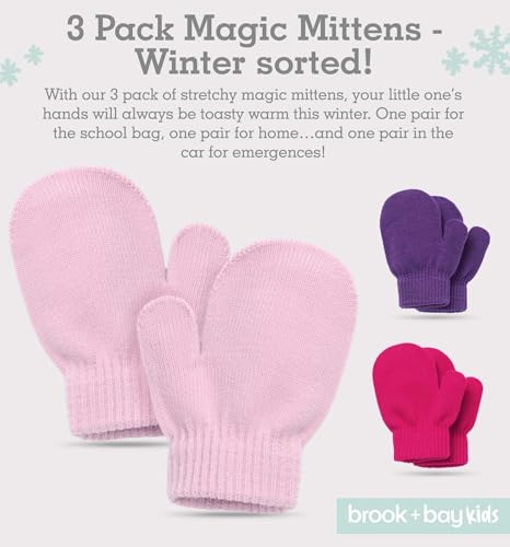 Toddler Mittens - Knit Magic Gloves for 6-18 Months - Purple & Pink
