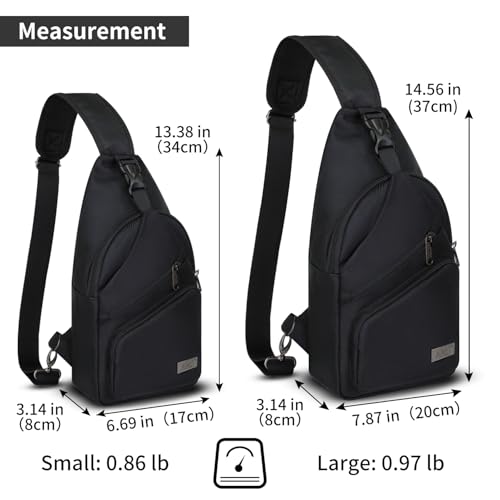AMJ Large Black Crossbody Sling Bag for Men & Women Casual Travel Backpack