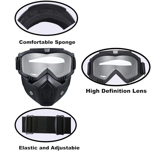 Tactical Full Face Mask with Goggles - Clear, 2 Pack