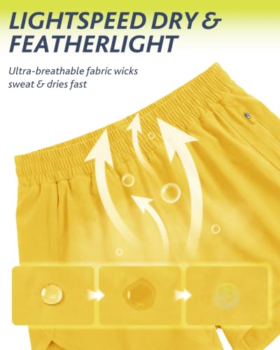 Women's Yellow Medium CAMPSNAIL Running Shorts - 3" High Waist Quick Dry Workout