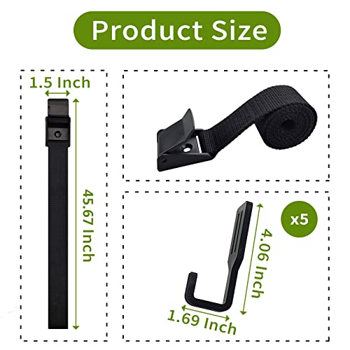 Treestand Strap Gear Hangers with Hooks - Lightweight, Black