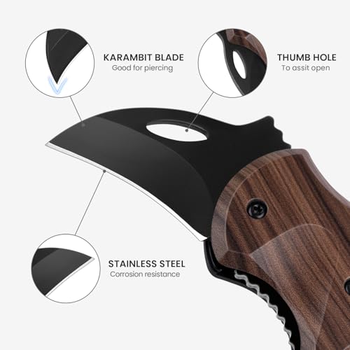 Small Pocket Knife - Wood Grain, Lightweight & Durable