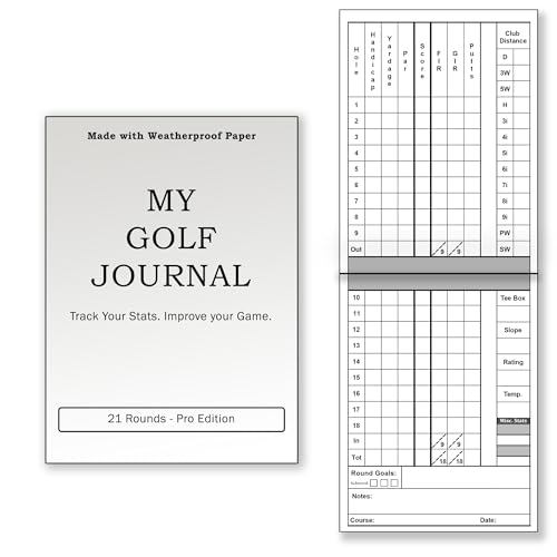 Round Stat Tracker Weatherproof Golf Scorecards & 21 Rounds Notebook (4 x 5.5) - Dogleg Design Studio