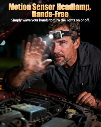 Rechargeable LED Headlamp with Motion Sensor - 1 Pack