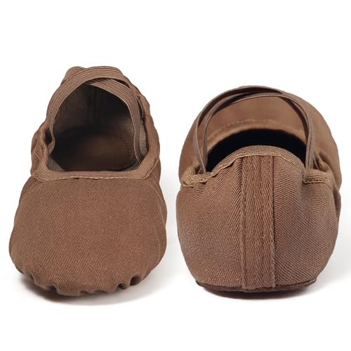Dynadans Coffee Split Sole Canvas Ballet Shoes for Women & Girls - Stretchable, Comfortable Dance Footwear