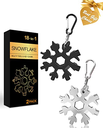 NDakter 18-in-1 Snowflake Multi-Tool - Black & Silver Compact Emergency Gear for Men & Women, Christmas Stocking Stuffer