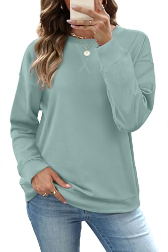 Women's Long Sleeve Crew Neck Sweatshirt - Large, Blue