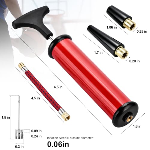 Manual Sports Ball Inflator Kit - 2 Hand Pumps with Needles & Hoses
