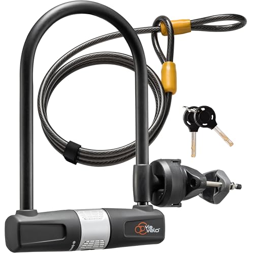 Heavy Duty Bicycle U Lock with Cable - Secure Bike Lock for Road, Mountain & Electric Bikes