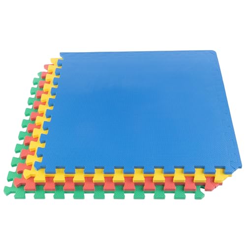 Multicolor EVA Foam Floor Tiles 4-Pack - Interlocking Exercise & Play Mats
