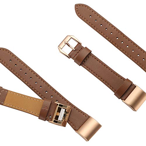Simpeak Brown Leather Band for Fitbit Charge 2 – Replacement Wriststrap