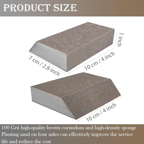 4 Pack 320 Grit Single Angle Sanding Sponge, Washable and Reusable Sanderpaper Hand Sanding Blocks for Wood Drywall Metal Home Sanding