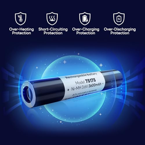 2pack 75175 Battery 3.6V 3600mAh Ni-MH Compatible with Streamlight Stinger 75175 75375 75300 75500 75810 76000 76300, PolyStinger, Pelican M9, FL126 Flashlight