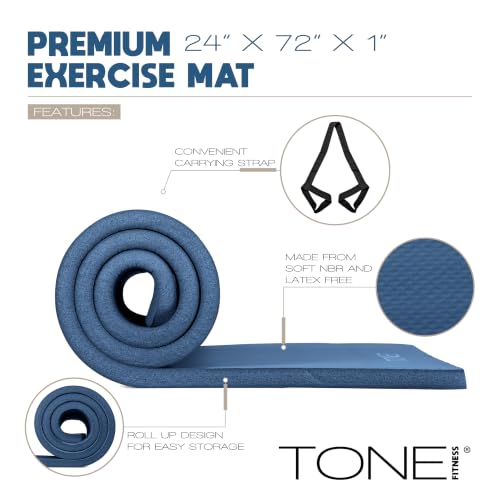 1-Inch Thick Yoga Mat - High-Density, Non-Slip, Diamond/Blue