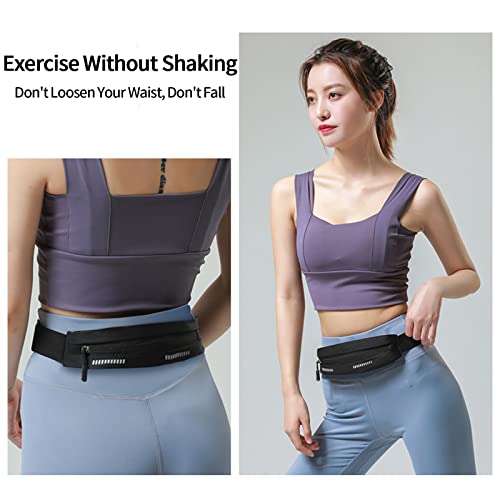 Slim Running Belt Fanny Pack - Adjustable Waist Pack for Jogging, Hiking, Cycling - Black