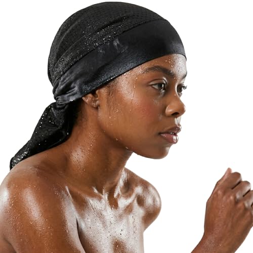 Breathable Mesh Sports Head Wrap - Black, Lightweight & Sweat Absorbing