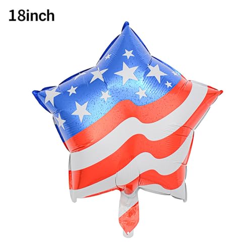 Patriotic American Flag Balloons - 10 Pack Star-Shape Mylar