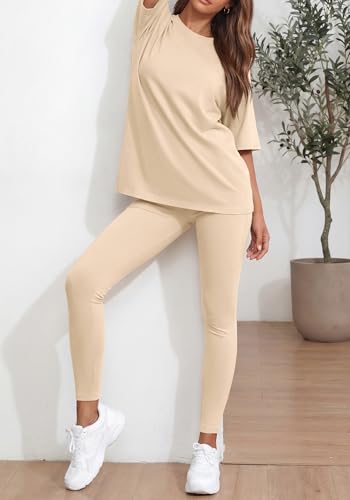 BTFBM Two-Piece Lounge Set for Women with Oversized Shirt & Leggings