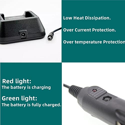 2-Pack 12V-24V Car Charger Cable for Two-Way Radio Desktop Charging Bases