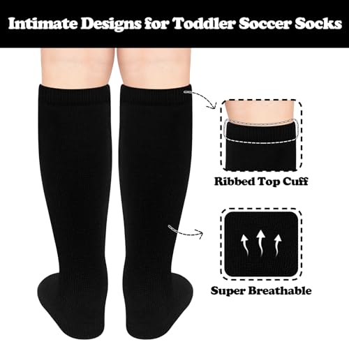 Youth Soccer & Baseball Socks - Kids Athletic Team Sports - 3-6 Years, Black