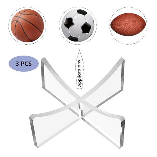 Acrylic Ball Display Stand - 3-Pack Clear Sports Holder for Football, Basketball, Soccer & More