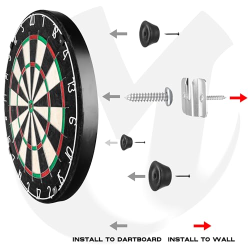 Dartboard Wall Mounting Kit - Heavy-Duty Hanger with Hooks